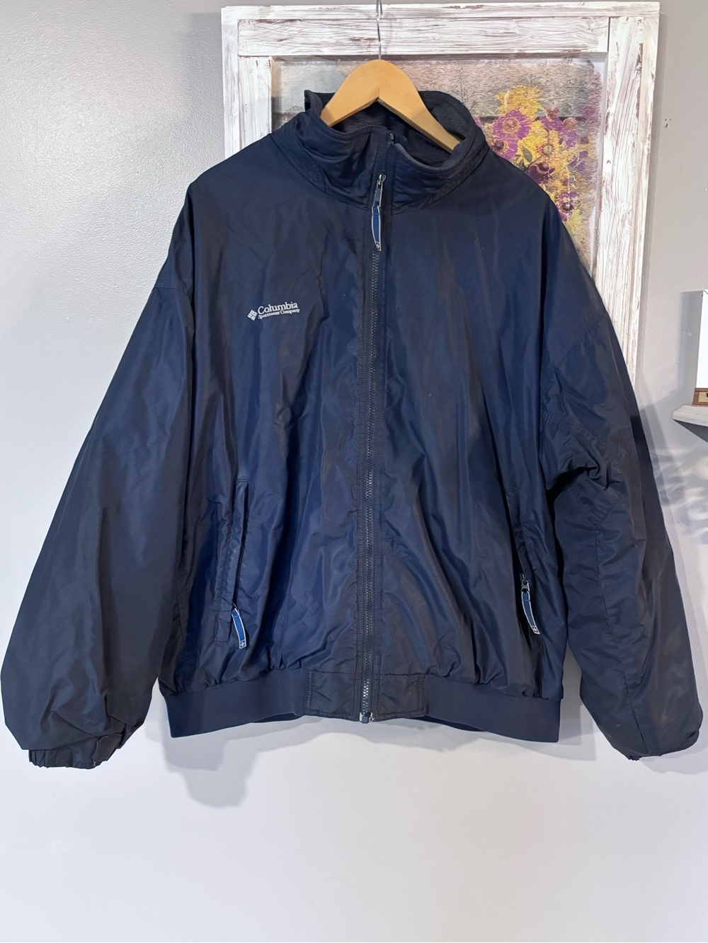 Columbia Full Zip Jacket Windbreaker sz XXL Navy Blue